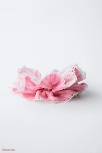 BUTTERBEAR © DOUBLE PLAID AND EMBROIDERED HAIR TIE