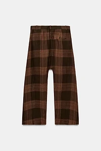 ZW COLLECTION CHECKED LINEN TROUSERS