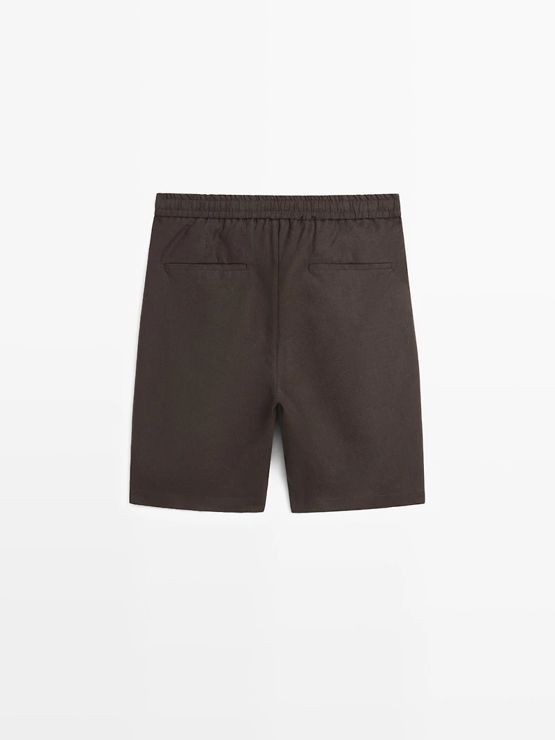 100% linen short Bermuda shorts