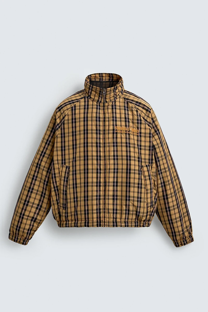 BOXY FIT PLAID TECHNICAL JACKET