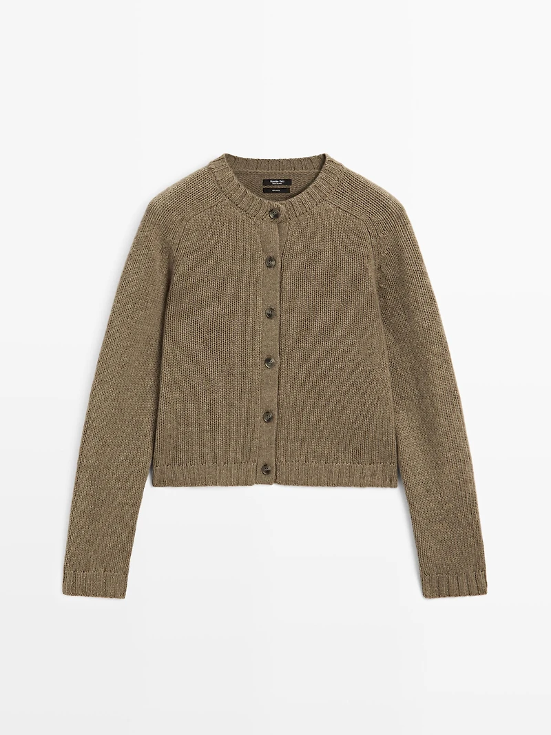 Cardigan à manches raglan 100 % laine