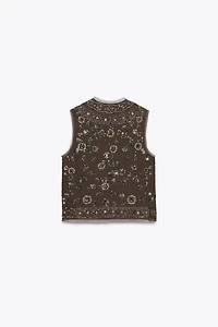 BEADED EMBROIDERED VEST ZW COLLECTION