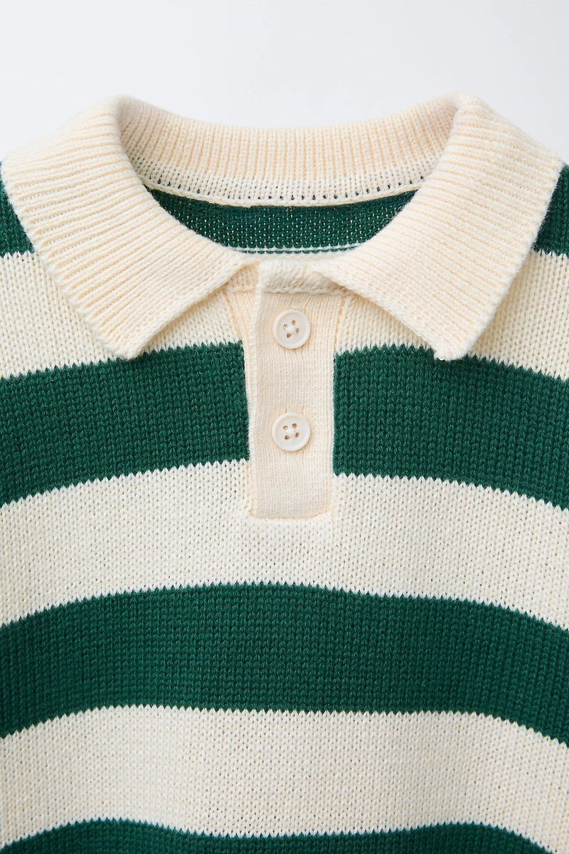 STRIPED POLO SWEATER