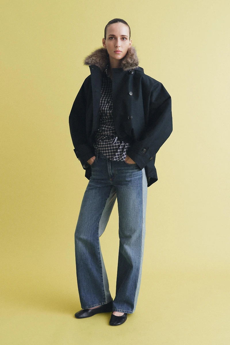 FAUX FUR COLLAR TRENCH COAT ZW COLLECTION