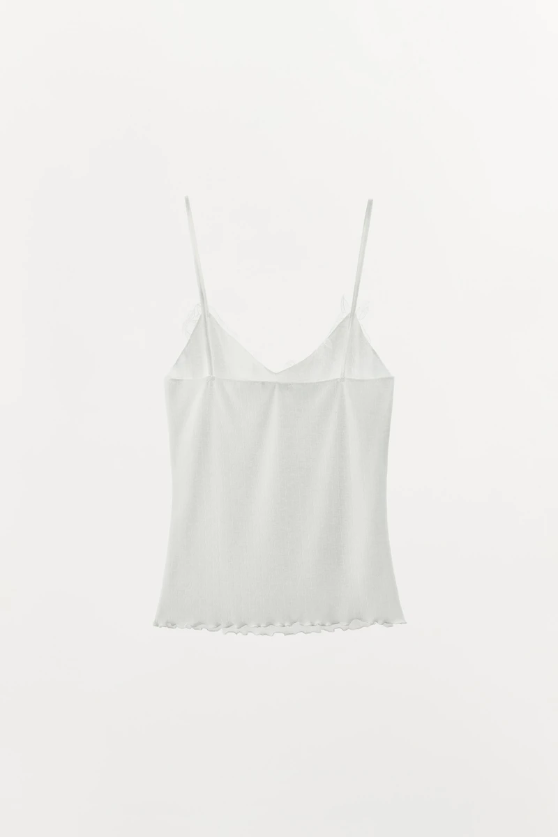 POINTELLE LACE STRAPPY TOP