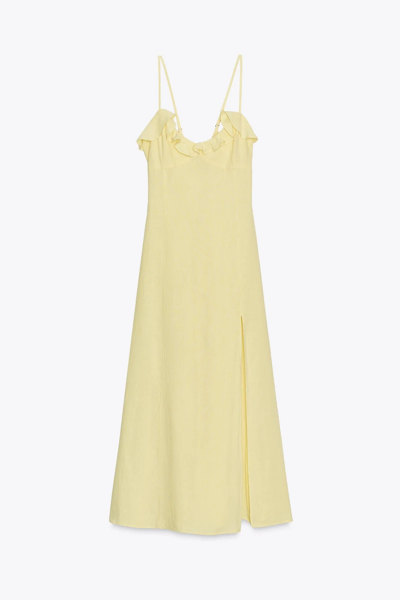 RAMIE MIDI DRESS WITH RUFFLE