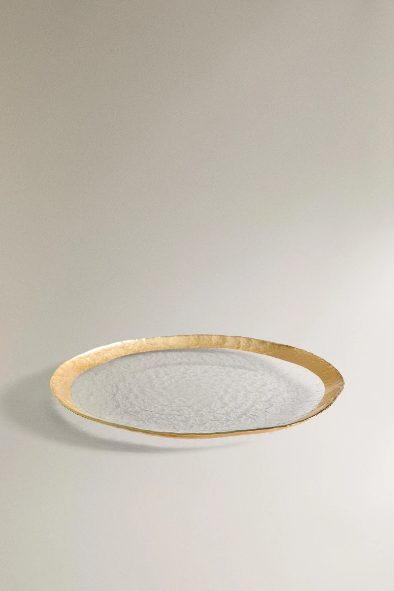 GLASS SERVICE PLATE WITH RIM