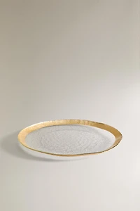 GLASS SERVICE PLATE WITH RIM