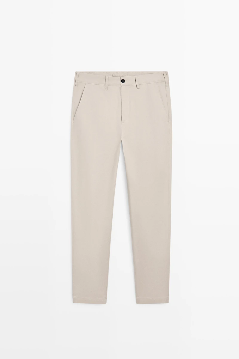 Cotton blend slim fit pants