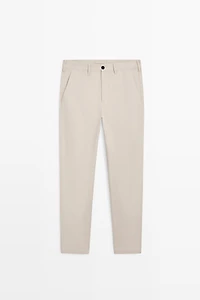 Cotton blend slim fit pants