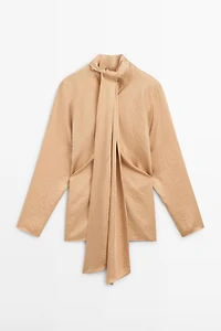 Flowing satin blouse with tie detail - STUDIO
