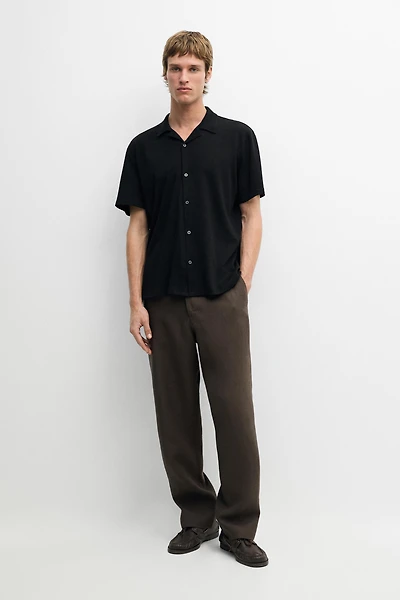 Linen and cotton short sleeve shirt