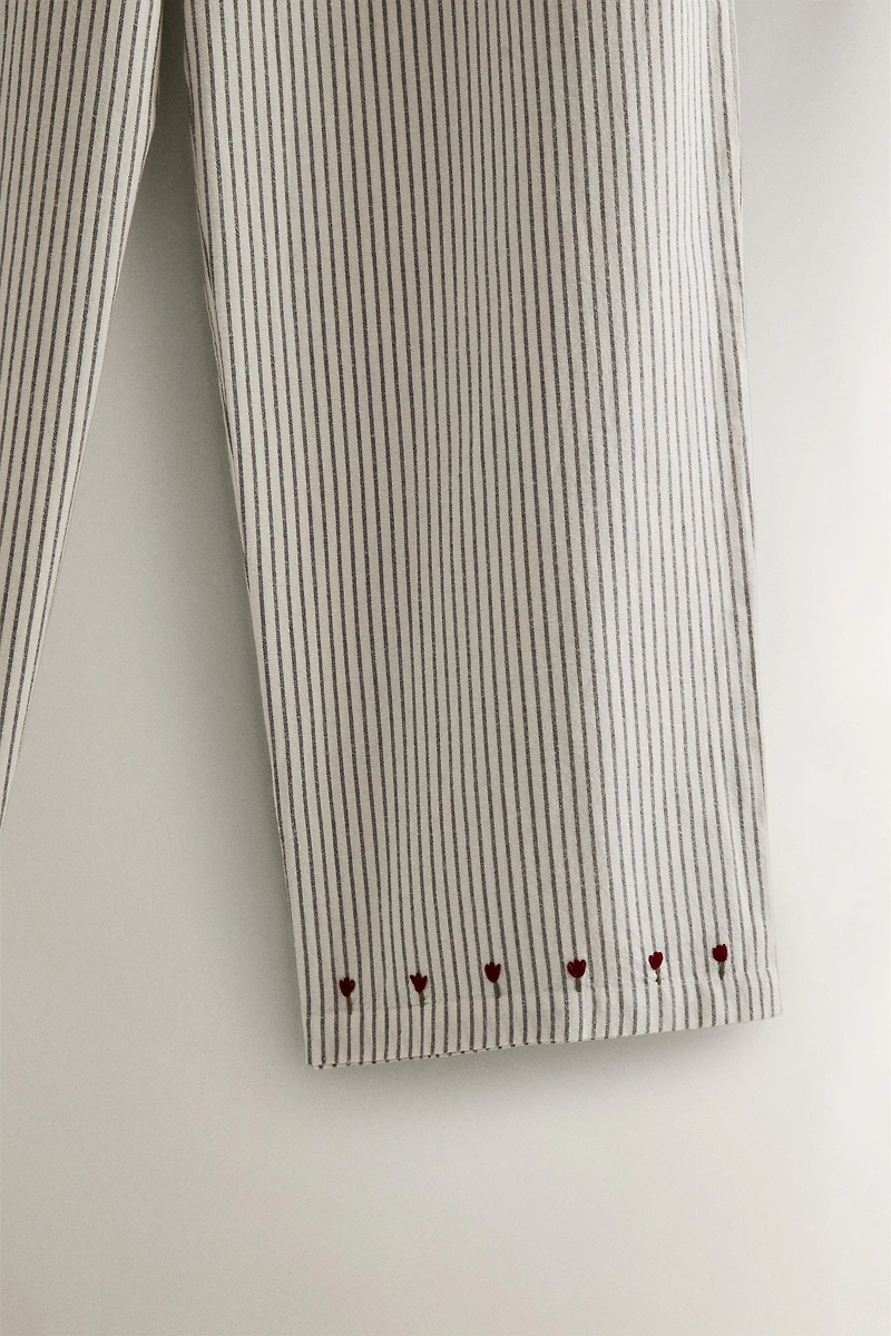 GATHERED STRIPED CHRISTMAS PAJAMA SET (SET OF 2)