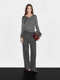 Mid-rise wide-leg pinstripe trousers