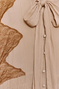 LACE COMBINATION BOW DRESS