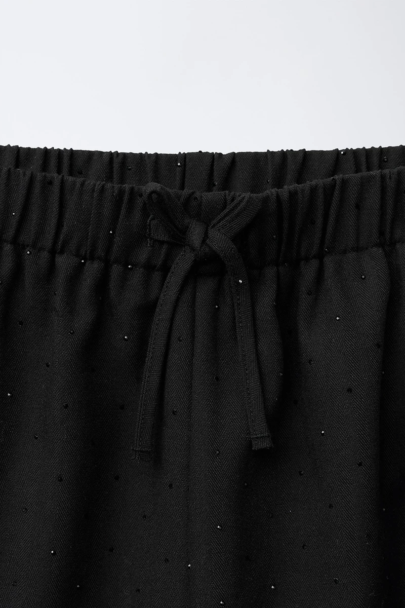 RHINESTONE WIDE LEG PANTS