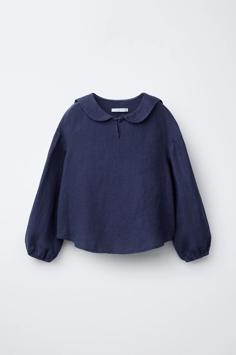 100% LINEN PETER PAN COLLAR SHIRT