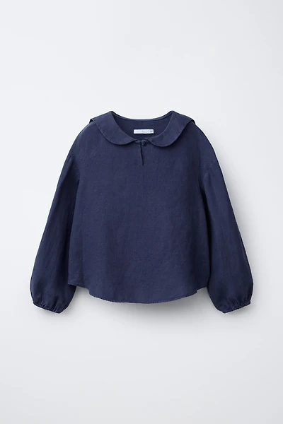 100% LINEN PETER PAN COLLAR SHIRT