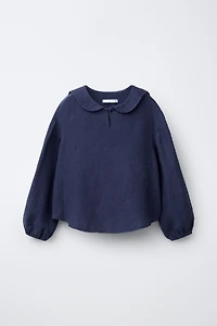 100% LINEN PETER PAN COLLAR SHIRT