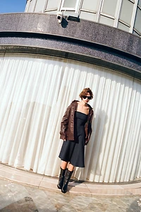 ASYMMETRIC TRF DENIM DRESS