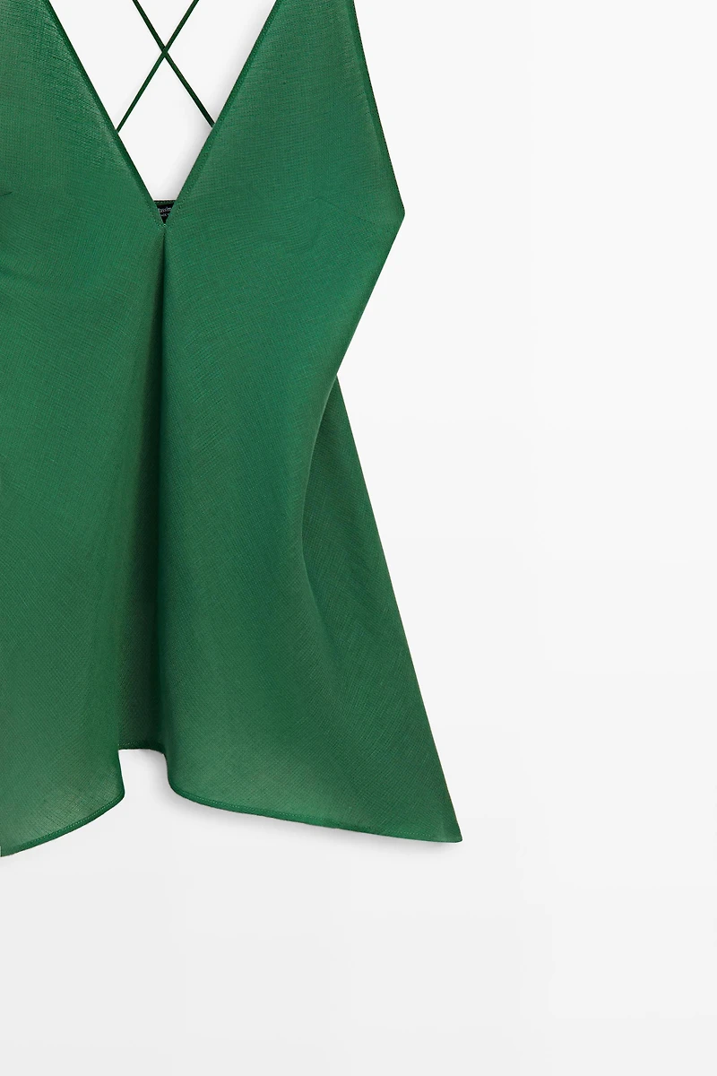 Asymmetric spaghetti strap top