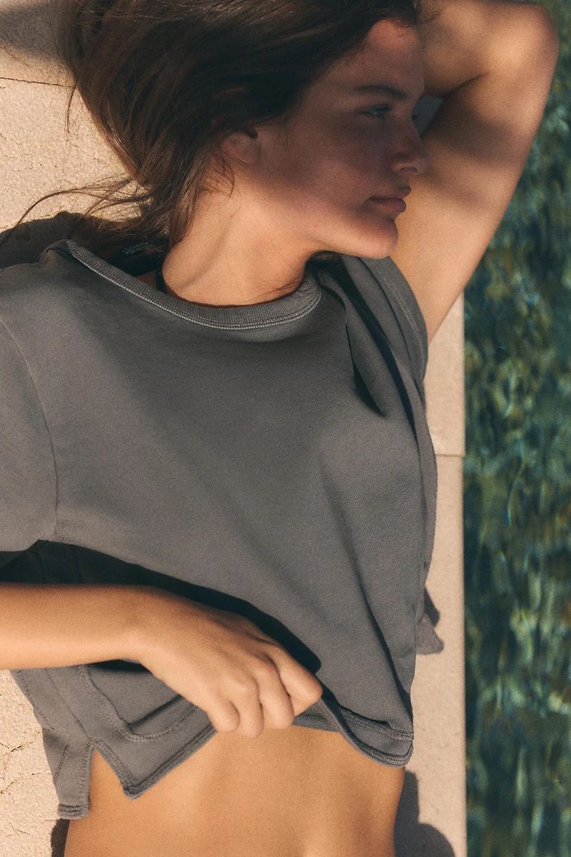 CROPPED WASHED EFFECT T-SHIRT