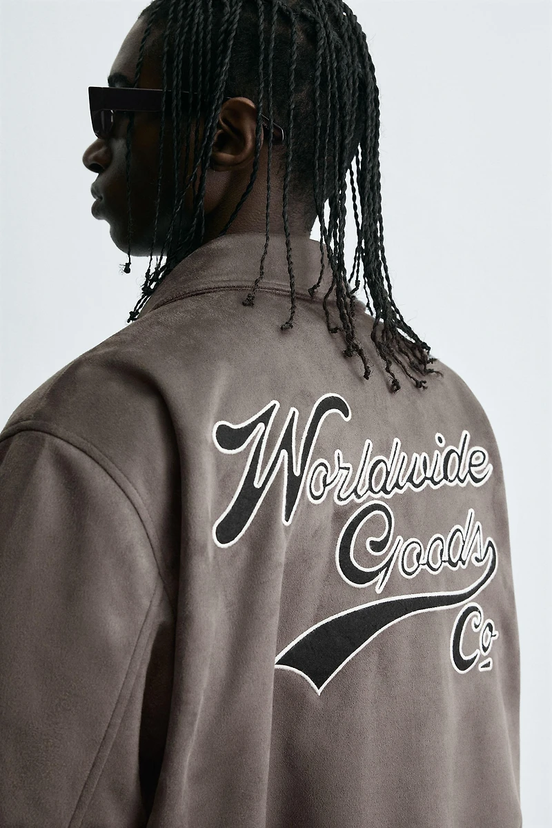 BLOUSON EFFET DAIM PIÈCES ET BRODERIES