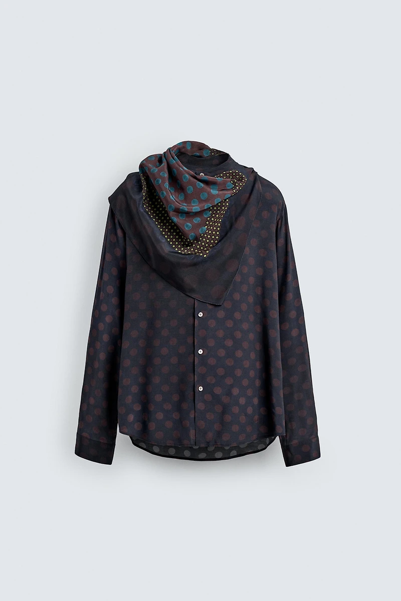 CHEMISE FLUIDE À POIS AVEC FOULARD ÉDITION LIMITÉE