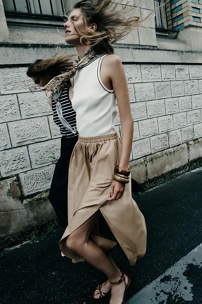 COMBINED POPLIN MIDI DRESS