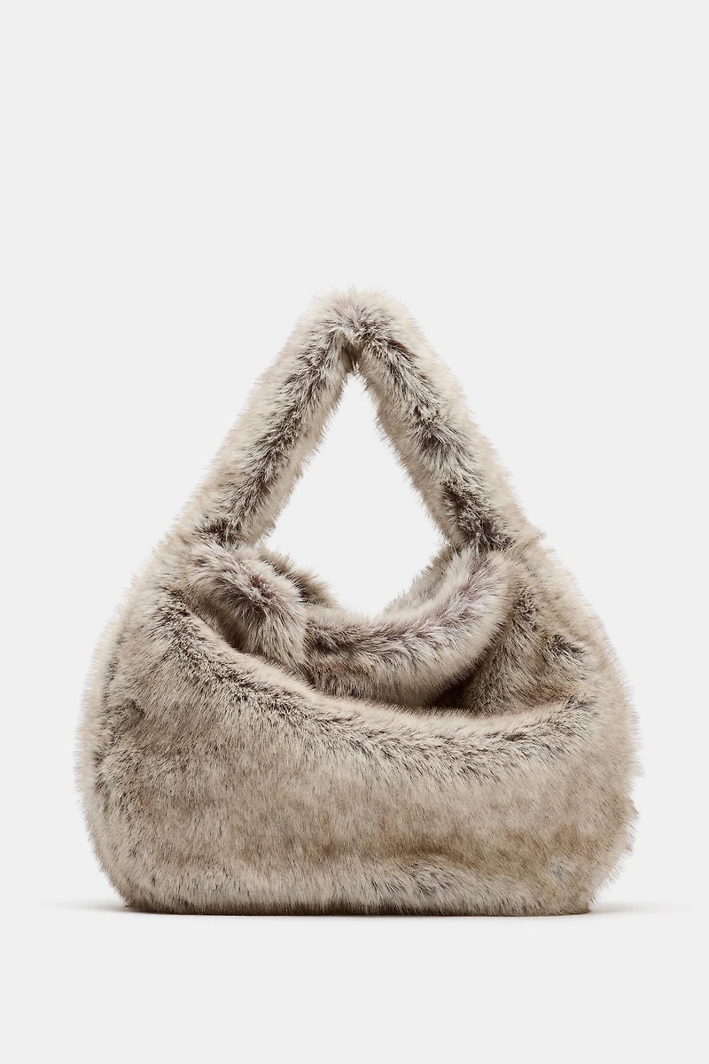 MAXI FAUX FUR BUCKET BAG