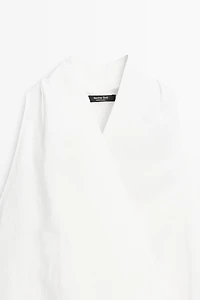 Top croisé détail ceinture 100 % lin