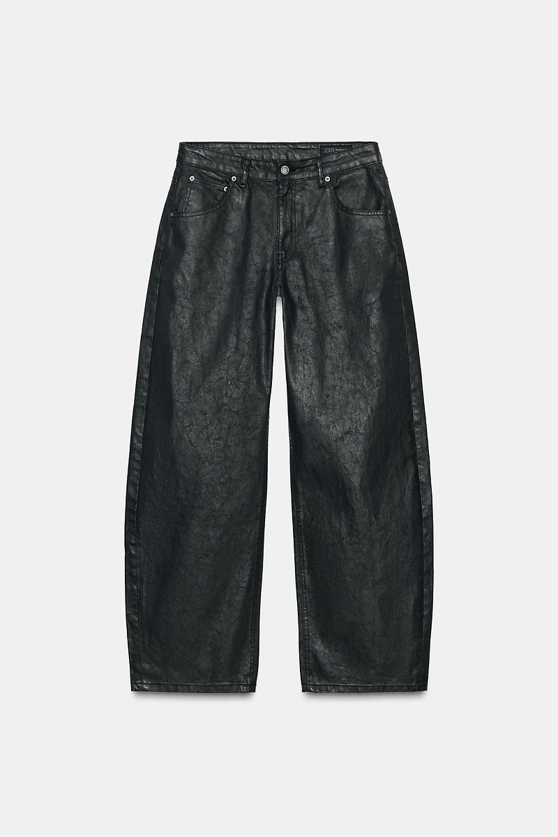 ZW COLLECTION CRACKLED BARREL LOW-RISE JEANS
