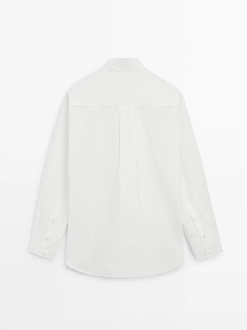Bib front shirt with embroidered detail