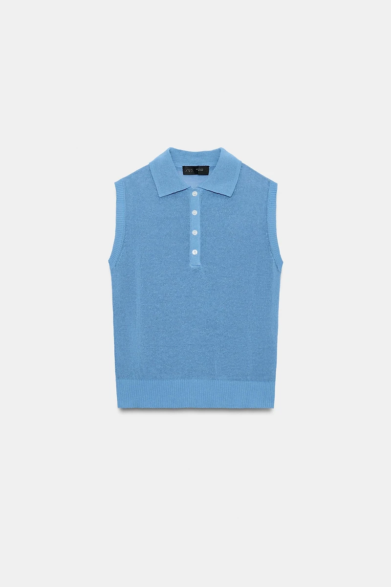SLEEVELESS KNIT POLO