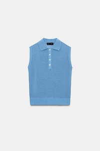 SLEEVELESS KNIT POLO