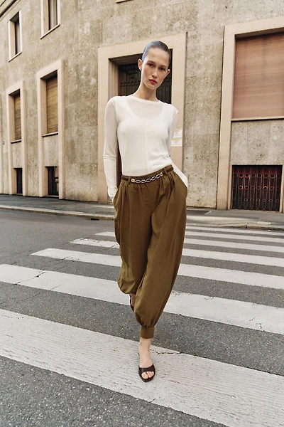 CHAIN BELT BALLOON PANTS
