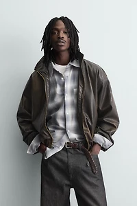 WASHED FAUX LEATHER JACKET