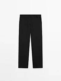 Straight-leg cotton blend trousers