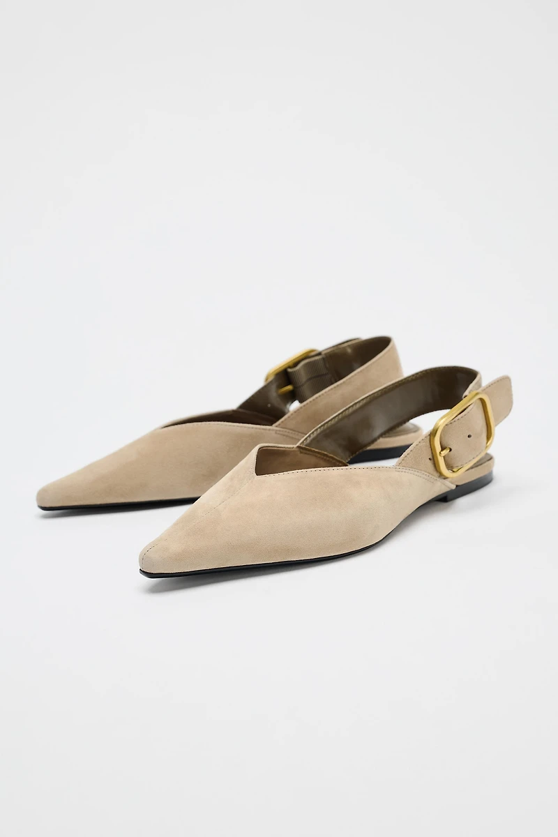 CHAUSSURES À BRIDE ARRIÈRE BOUCLE EN DAIM