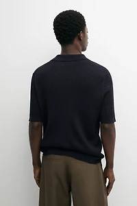 Merino wool knit polo sweater