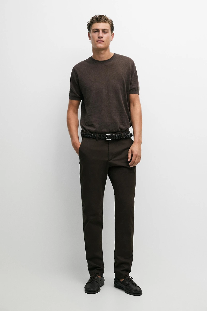 Slim fit cotton trousers