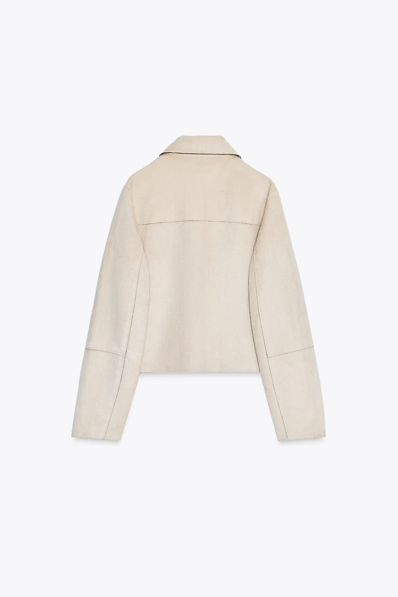 FAUX SUEDE CROPPED JACKET