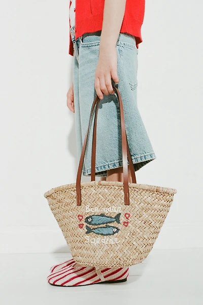 FISH RAFFIA TOTE BAG