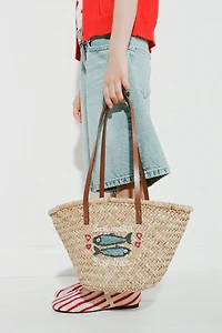 FISH RAFFIA TOTE BAG