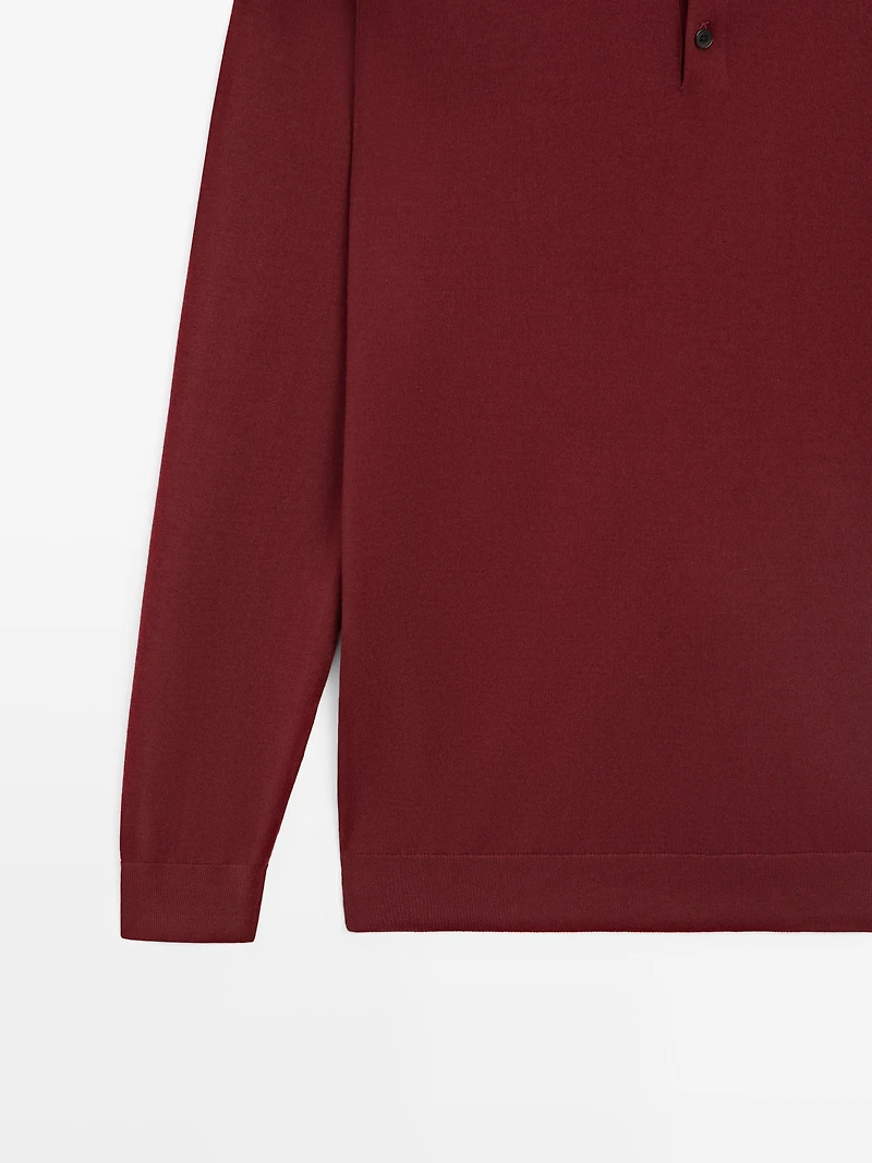 Cotton knit polo sweater