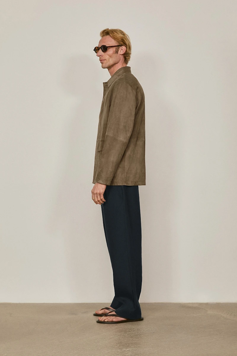 Suede leather overshirt with pockets - LIMITED EDITION