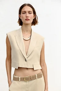 LINEN BLEND SHORT VEST