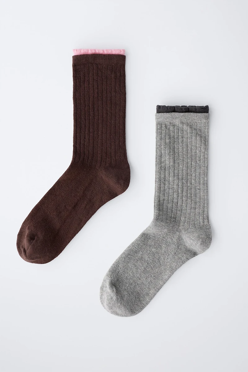 LOT DE DEUX CHAUSSETTES LONGUES EFFET DOUBLE
