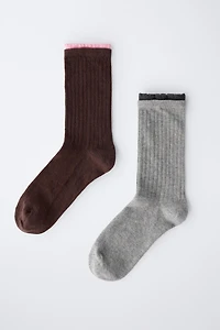 LOT DE DEUX CHAUSSETTES LONGUES EFFET DOUBLE