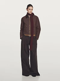 Veste courte avec col en velours côtelé